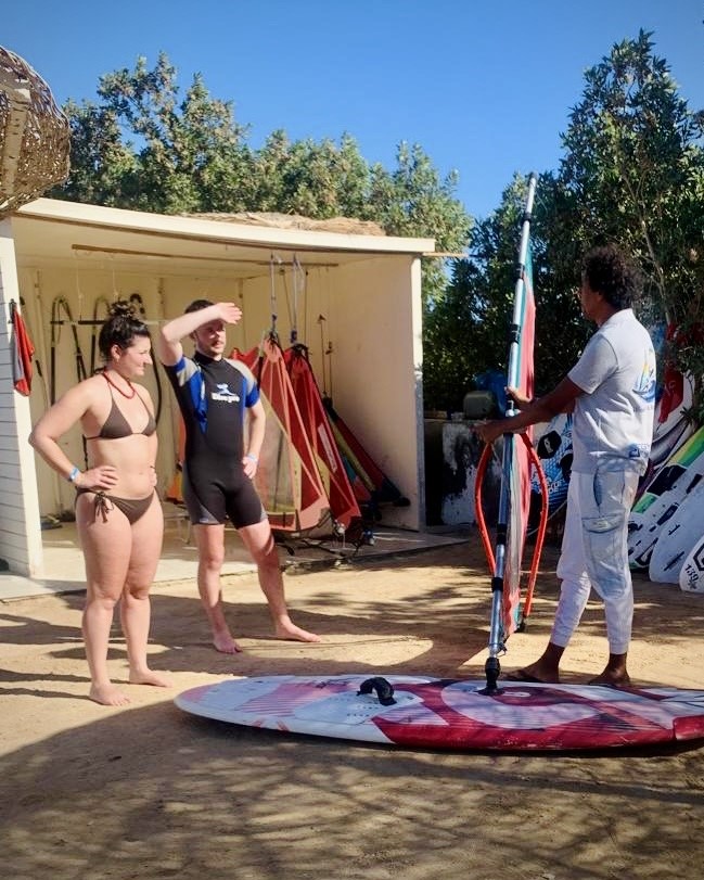 windsurfing school Hurghada lesson with instructor beach preparation training